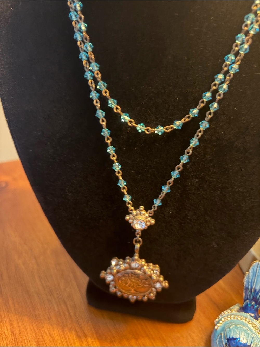 Virgins Saints & Angels Blue Beaded Tree of Life Crystal Pendant Necklace - Picture 3 of 8